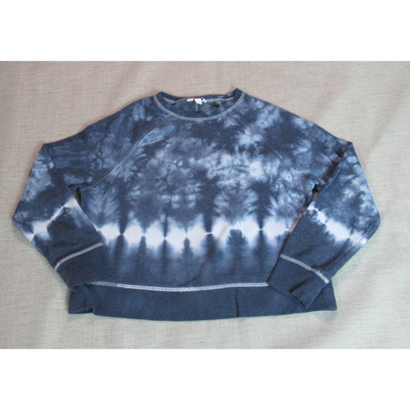 Joy Lab Sweatshirt Womens S Blue White Tie Dye Long Sleeve Boho Hippie Beachy - Picture 1 of 10